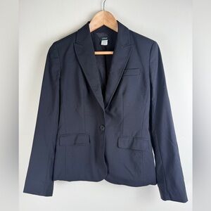 J. Crew Schoolboy Women's Size 2 Black Wool 2 Button Blazer Jacket #71959 Career